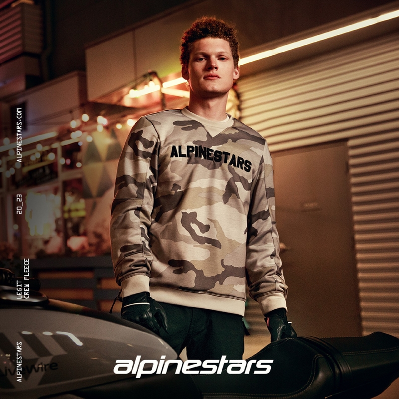 Φούτερ μοτοσικλέτας Alpinestars Legit Crew Fleece ανοιχτό γκρι παραλλαγής