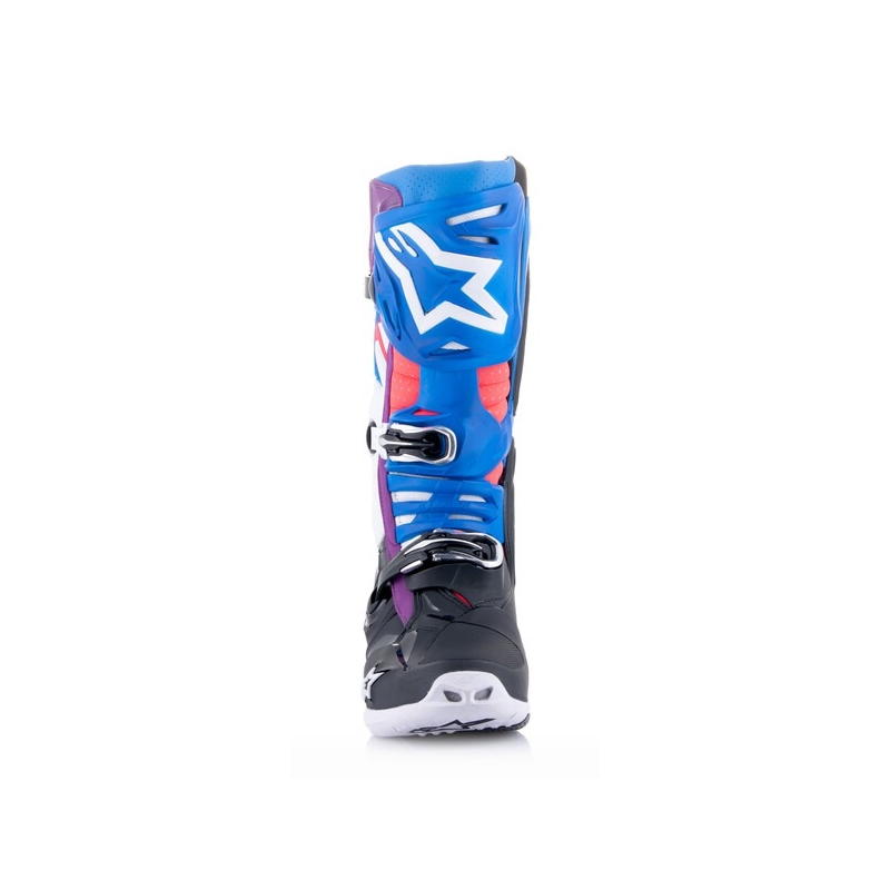 Alpinestars Tech 10 Supervented Perforated Μπότες μοτοσικλέτας μπλε-μωβ-ροζ-λευκό-γκρι-μαύρο
