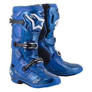 Alpinestars Tech 10 μπλε-μαύρο-λευκές μπότες μοτοσικλέτας