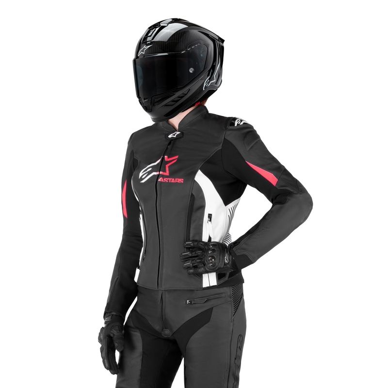 Alpinestars GP PLUS 4 Γυναικείο μπουφάν μοτοσικλέτας Μαύρο, Λευκό και Ροζ
