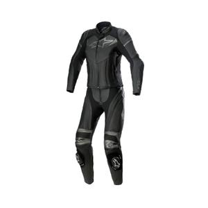 Alpinestars STELLA GP PLUS 2 γυναικείο δερμάτινο κοστούμι μοτοσικλέτας δύο τεμαχίων μαύρο και γκρι μεταλλικό