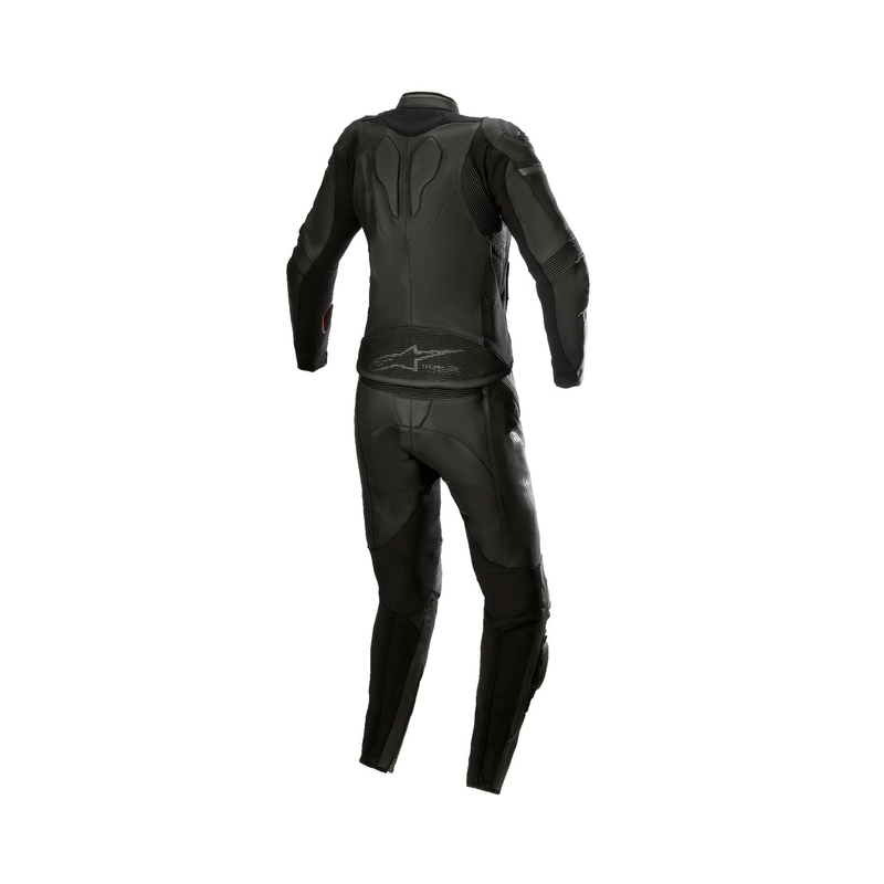 Alpinestars STELLA GP PLUS 2 γυναικείο δερμάτινο κοστούμι μοτοσικλέτας δύο τεμαχίων μαύρο και γκρι μεταλλικό