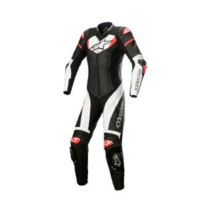 Alpinestars Γυναικεία μονοκόμματη δερμάτινη φόρμα μοτοσικλέτας STELLA GP PLUS 2 Μαύρο-λευκό-φλούο κόκκινο