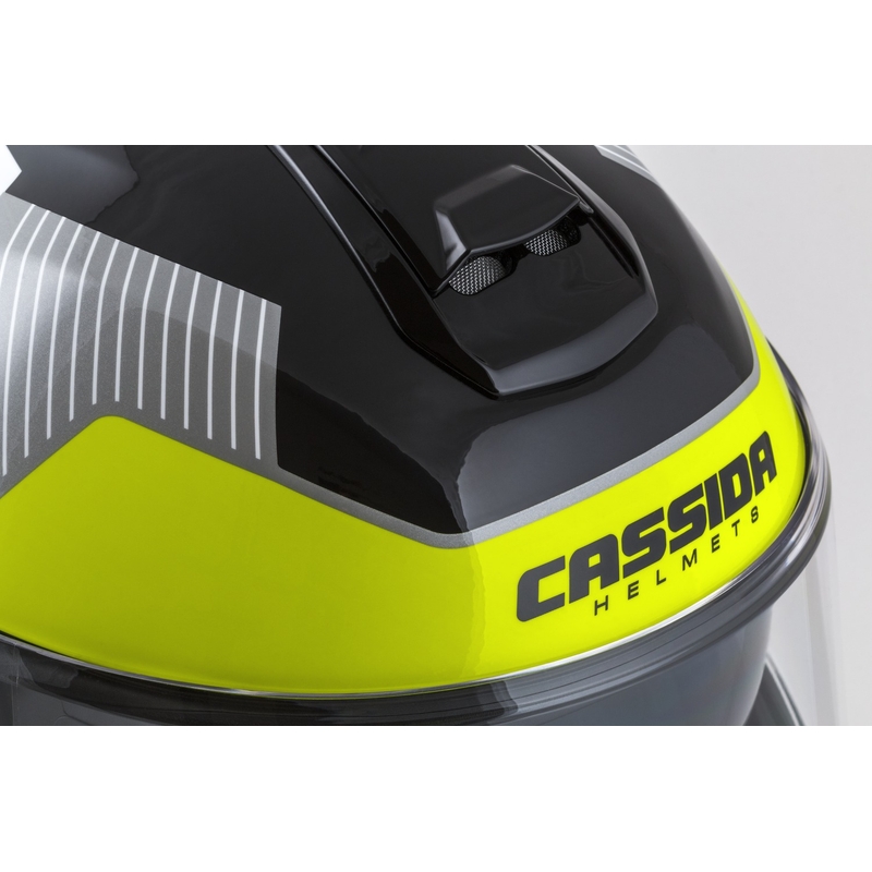 Cassida Modulo 2.1 Profile flip-up κράνος μοτοσικλέτας λευκό-μαύρο-φλούο κίτρινο-γκρι