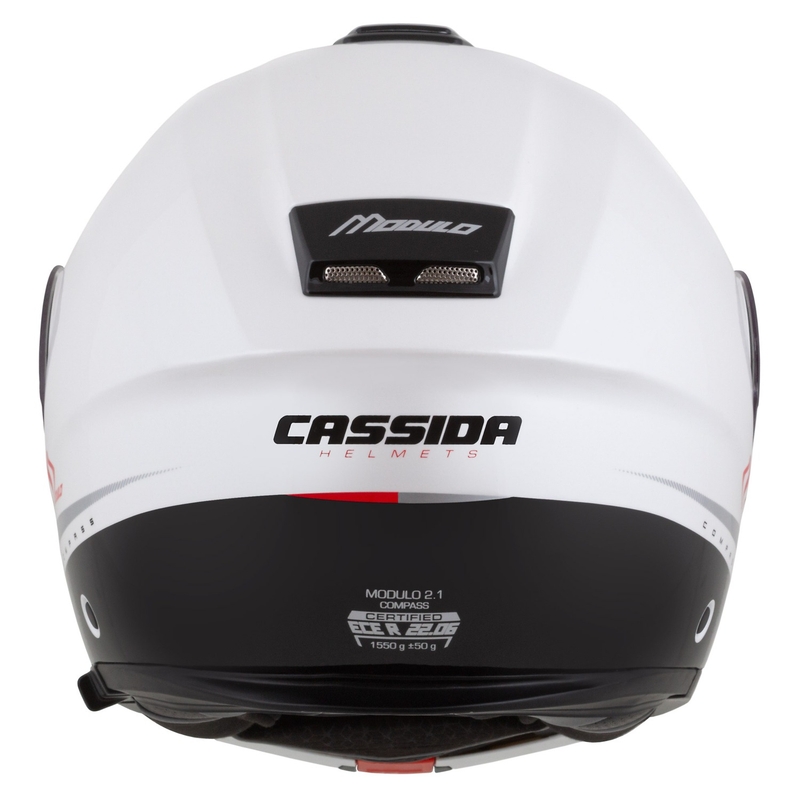 Cassida Modulo 2.1 Compass flip-up κράνος μοτοσικλέτας περλέ λευκό-μαύρο-κόκκινο-ασημί