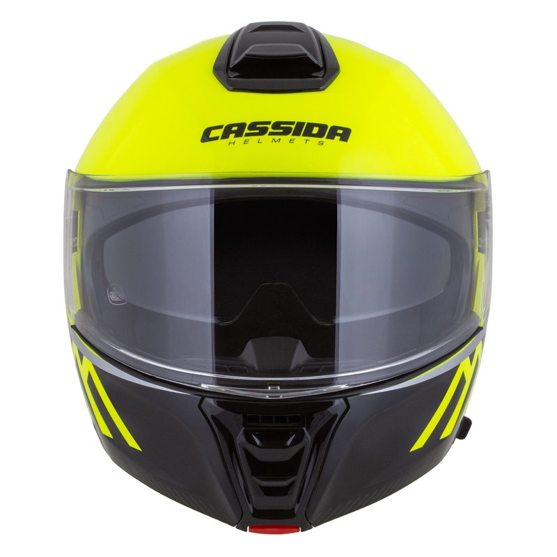 Cassida Modulo 2.1 Compass fluo κίτρινο-μαύρο-ασημί-κόκκινο κράνος μοτοσικλέτας με αναδιπλούμενη οροφή