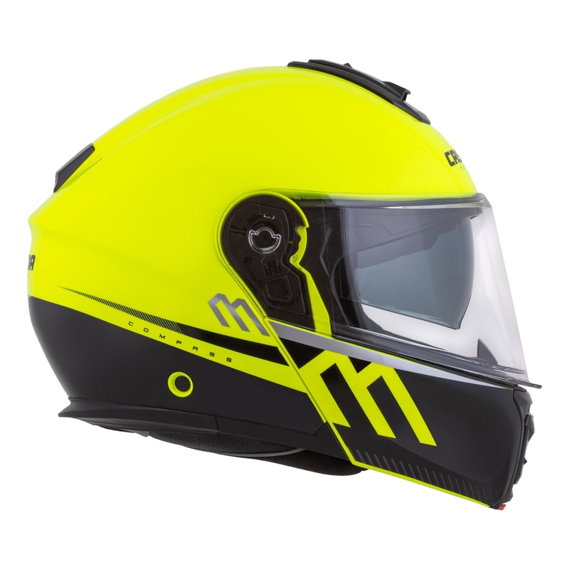 Cassida Modulo 2.1 Compass fluo κίτρινο-μαύρο-ασημί-κόκκινο κράνος μοτοσικλέτας με αναδιπλούμενη οροφή