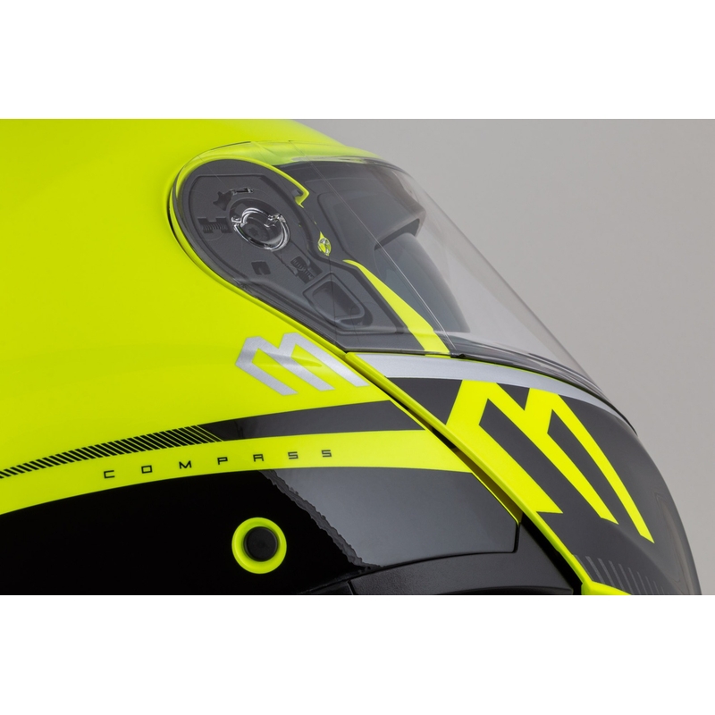 Cassida Modulo 2.1 Compass fluo κίτρινο-μαύρο-ασημί-κόκκινο κράνος μοτοσικλέτας με αναδιπλούμενη οροφή
