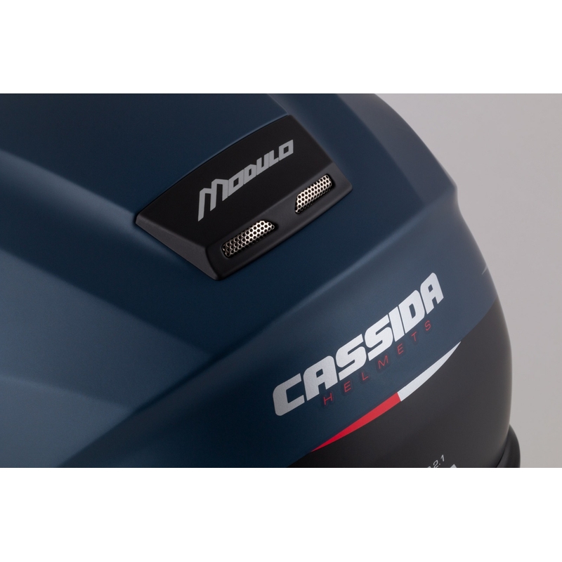 Cassida Modulo 2.1 Compass flip-up κράνος μοτοσικλέτας ματ μπλε μαργαριταρένιο κόκκινο