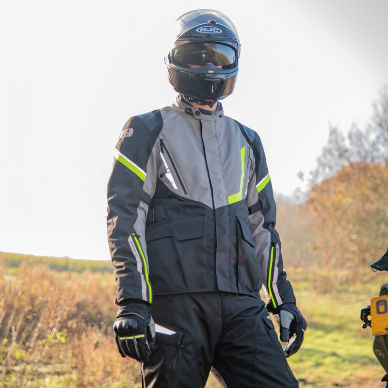 Bunda na motorku Oxford Montreal 4.0 DRY2DRY™ černo-šedo-fluo žlutá