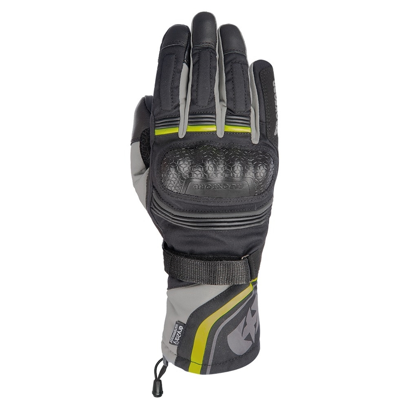 Γάντια μοτοσικλέτας Oxford Montreal 4.0 DRY2DRY™ μαύρο-γκρι-φλούο κίτρινο