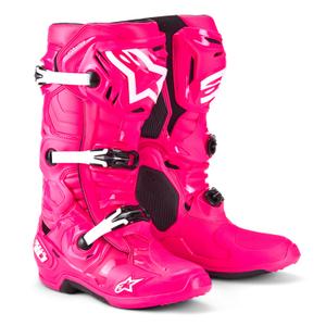 Alpinestars Tech 10 ροζ-μαύρο-λευκές μπότες μοτοσικλέτας 2025
