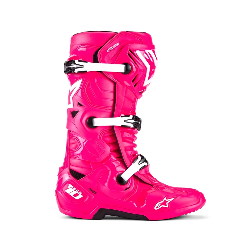 Μπότες μοτοσικλέτας Alpinestars Tech 10 ροζ-μαύρο-λευκό