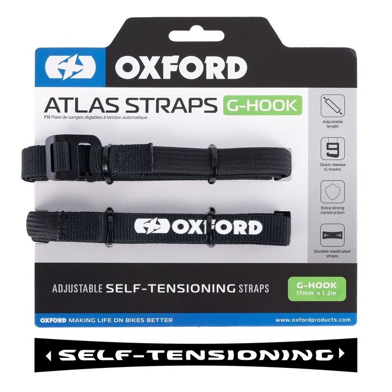 Ιμάντες αποσκευών Oxford Atlas G-Hook 2 τεμάχια μαύρο 17 mm x 1,2 m