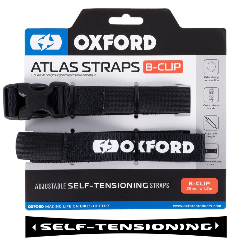 Ιμάντες αποσκευών Oxford Atlas B-Clip 2 τεμάχια μαύρο 26 mm x 1,2 m