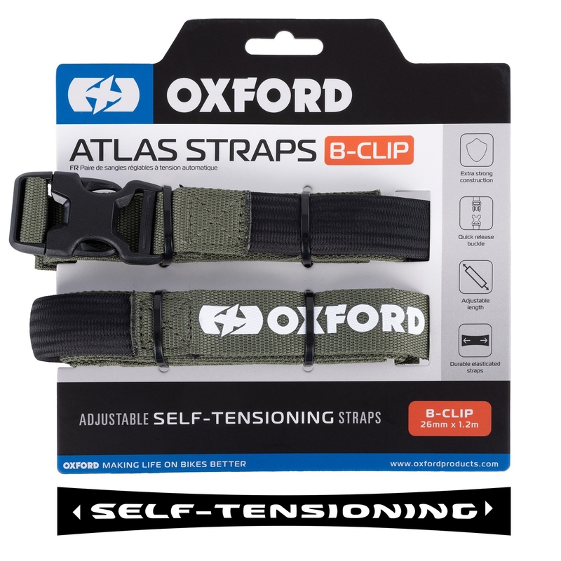 Ιμάντες αποσκευών Oxford Atlas B-Clip 2 τεμάχια πράσινο 26 mm x 1,2 m