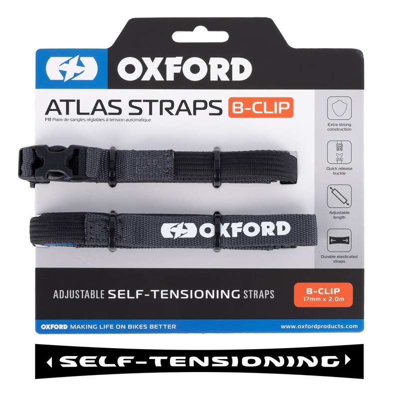 Ιμάντες αποσκευών Oxford Atlas B-Clip 2 τεμάχια γκρι 17 mm x 2 m