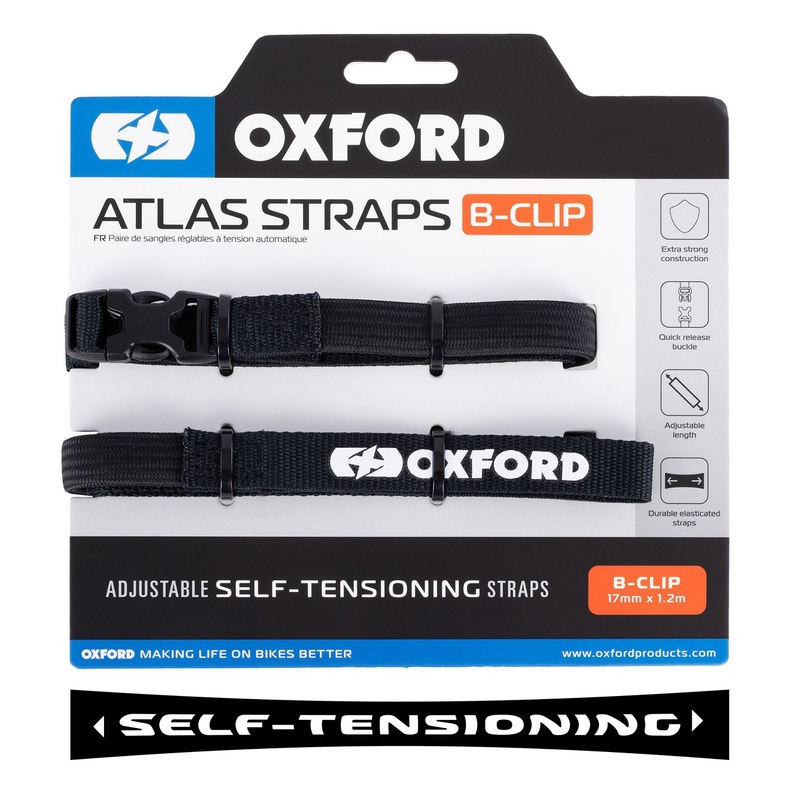 Ιμάντες αποσκευών Oxford Atlas B-Clip 2 τεμάχια μαύρο 17 mm x 1,2 m