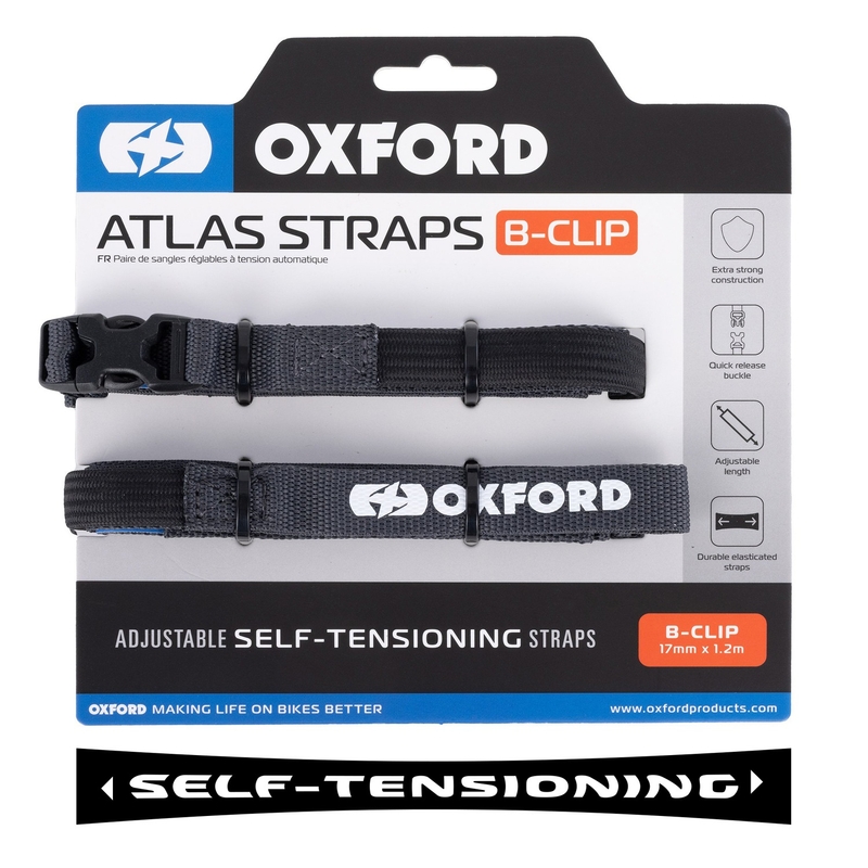 Ιμάντες αποσκευών Oxford Atlas B-Clip 2 τεμάχια γκρι 17 mm x 1,2 m
