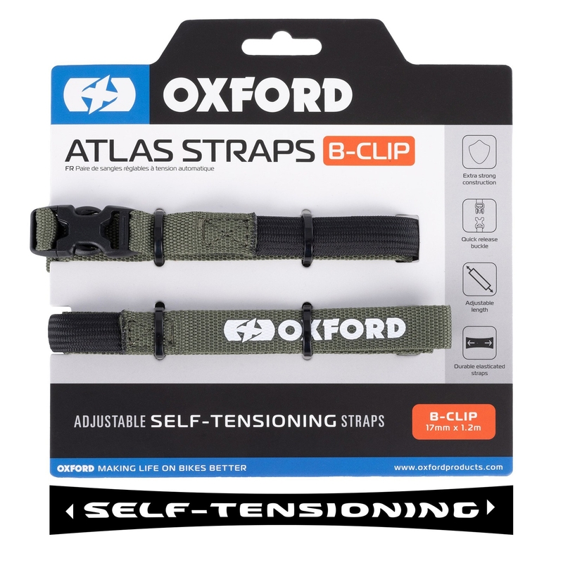 Ιμάντες αποσκευών Oxford Atlas B-Clip 2 τεμάχια πράσινο 17 mm x 1,2 m