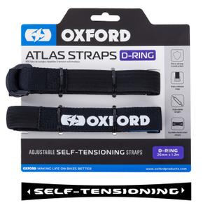 Ιμάντες αποσκευών Oxford Atlas D-Ring 2 τεμάχια μαύρο 26 mm x 1,2 m