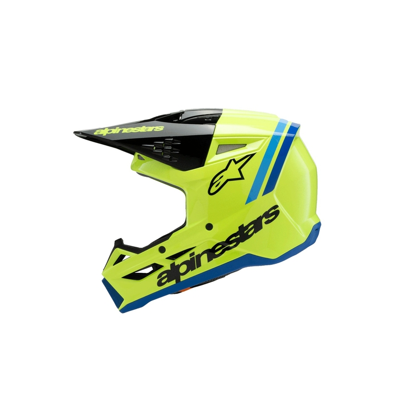 Παιδικό κράνος motocross Alpinestars S-M3 RADIUM, φθορίζον κίτρινο-μαύρο-μπλε