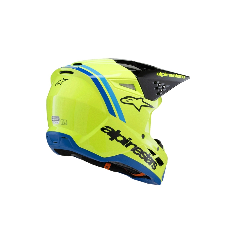 Παιδικό κράνος motocross Alpinestars S-M3 RADIUM, φθορίζον κίτρινο-μαύρο-μπλε