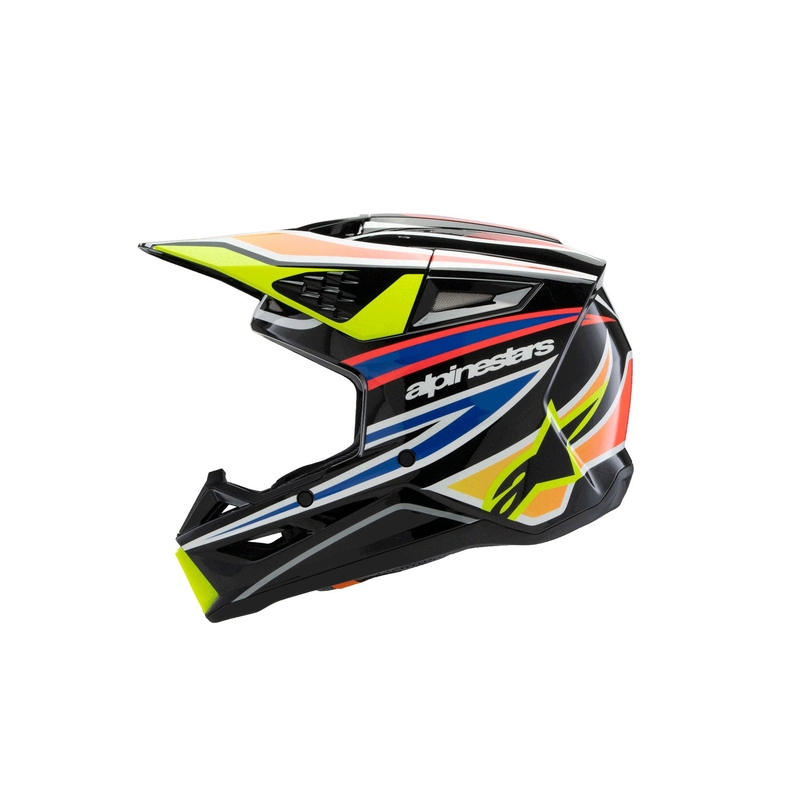 Παιδικό κράνος motocross Alpinestars S-M3 WURX μαύρο-φλουό κίτρινο-μπλε-κόκκινο