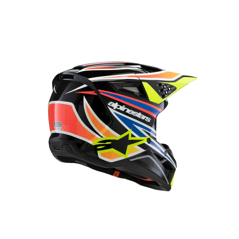 Παιδικό κράνος motocross Alpinestars S-M3 WURX μαύρο-φλουό κίτρινο-μπλε-κόκκινο