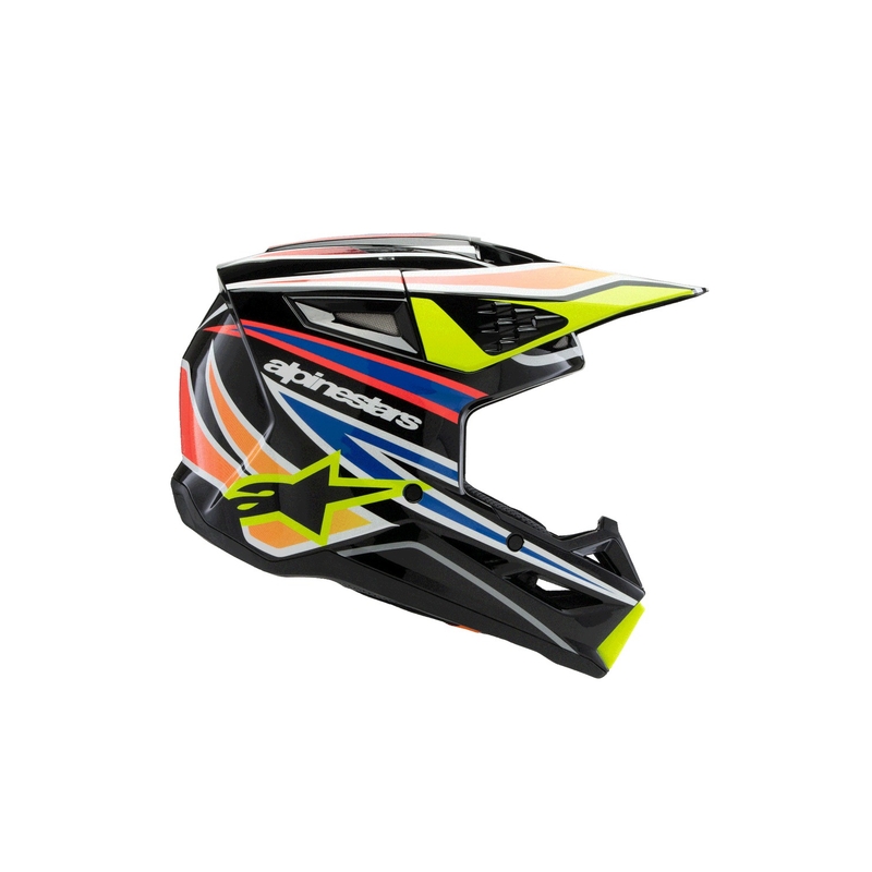 Παιδικό κράνος motocross Alpinestars S-M3 WURX μαύρο-φλουό κίτρινο-μπλε-κόκκινο