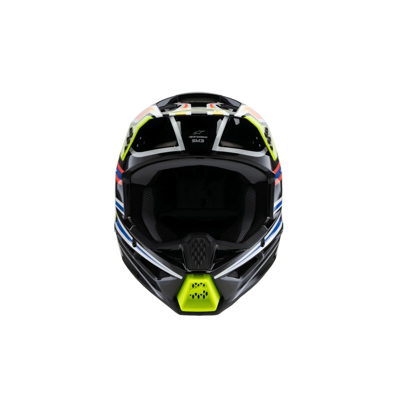 Παιδικό κράνος motocross Alpinestars S-M3 WURX μαύρο-φλουό κίτρινο-μπλε-κόκκινο