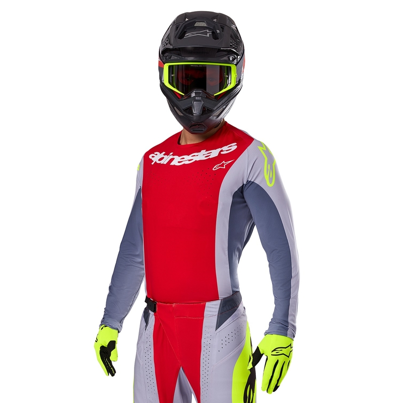 Alpinestars Techstar Melt φανέλα motocross κόκκινο-γκρι