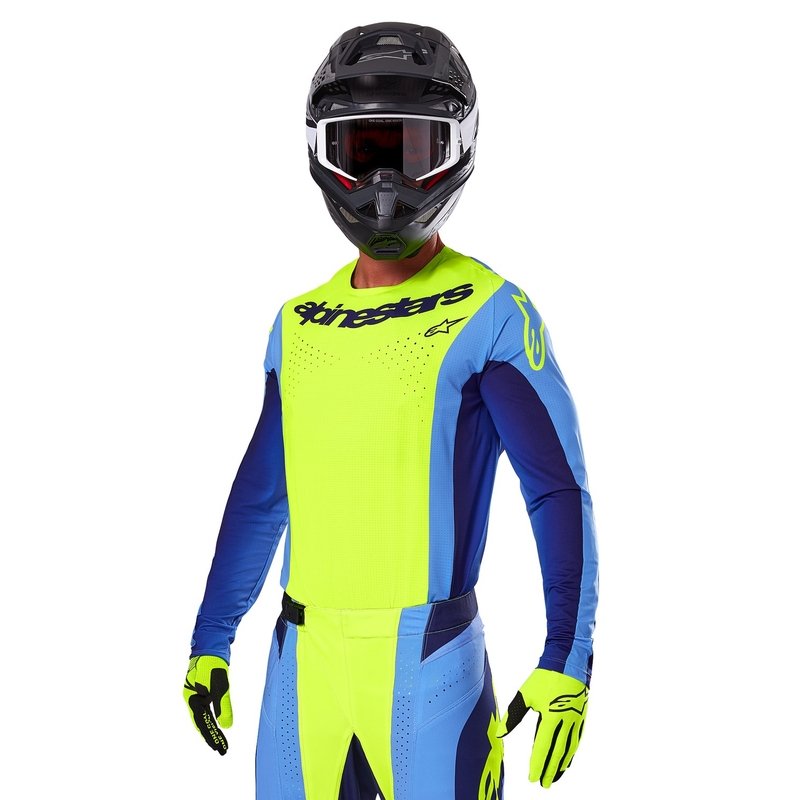 Alpinestars Techstar Melt fluo κίτρινο-μπλε φανέλα motocross
