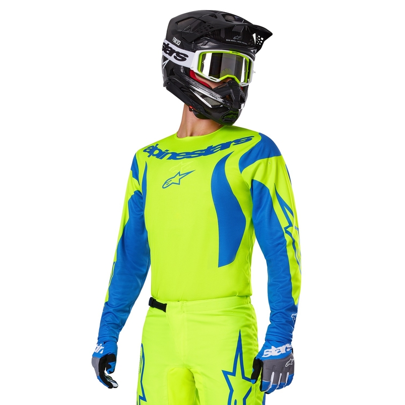 Alpinestars Fluid Haul φανέλα motocross fluo κίτρινο-μπλε