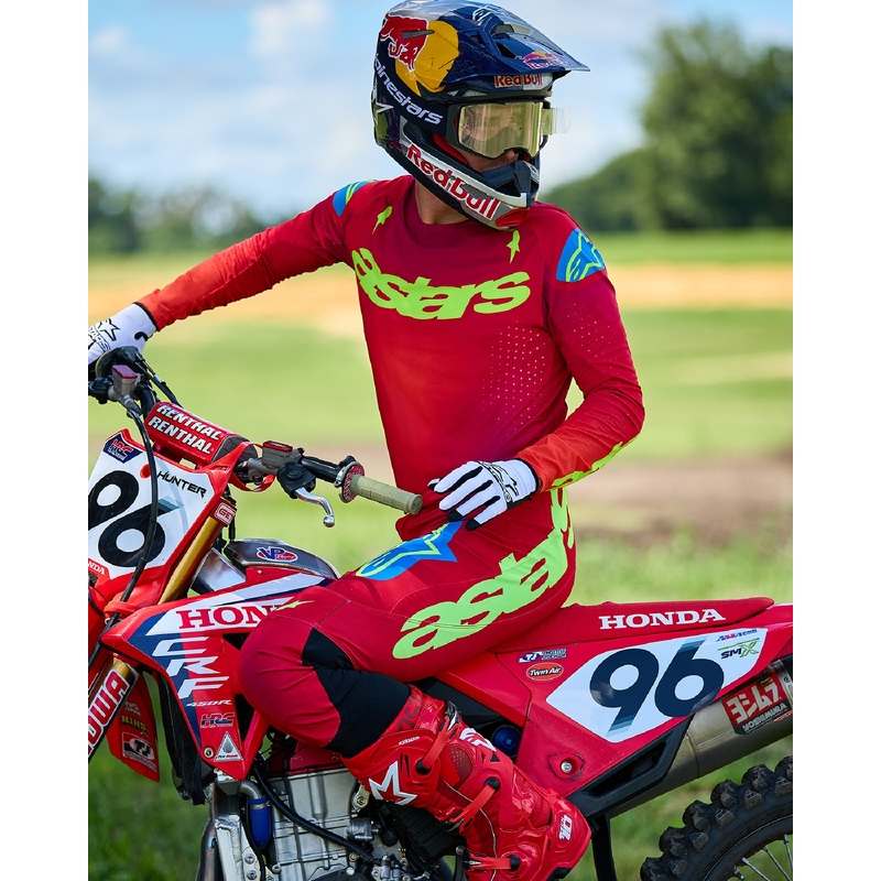Alpinestars Supertech Maker κόκκινη-φλούο κίτρινη φανέλα motocross