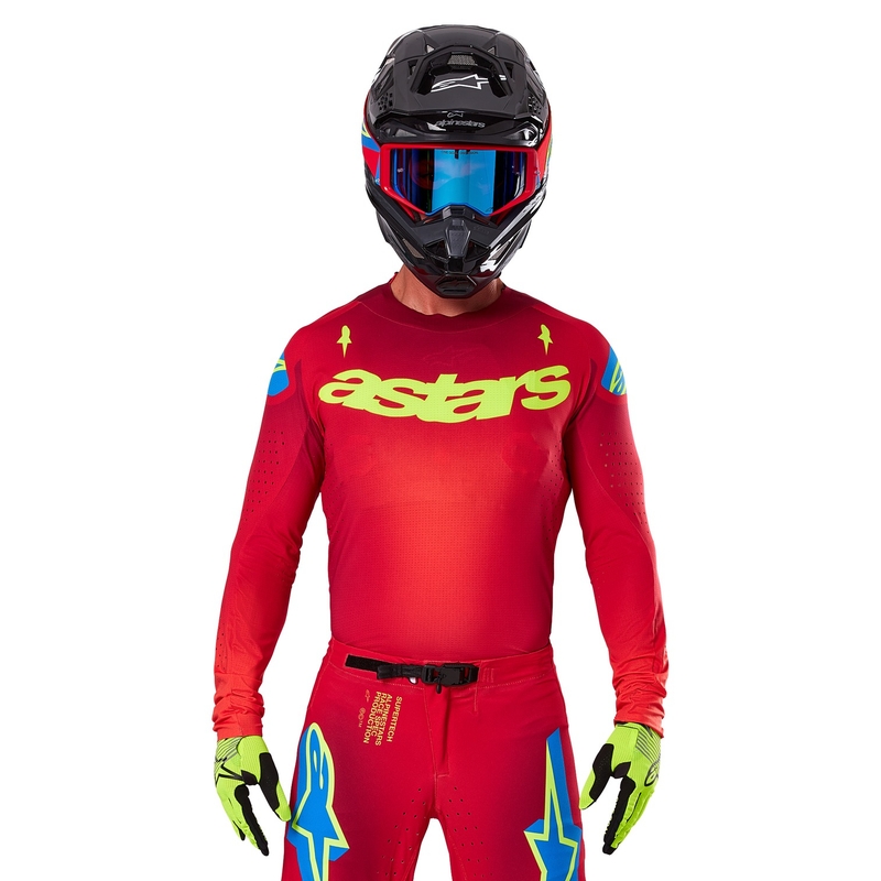 Alpinestars Supertech Maker κόκκινη-φλούο κίτρινη φανέλα motocross