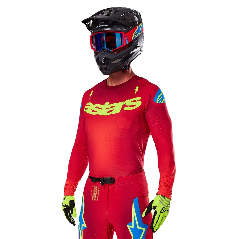 Alpinestars Supertech Maker κόκκινη-φλούο κίτρινη φανέλα motocross