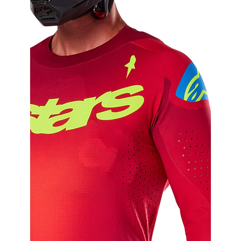 Alpinestars Supertech Maker κόκκινη-φλούο κίτρινη φανέλα motocross