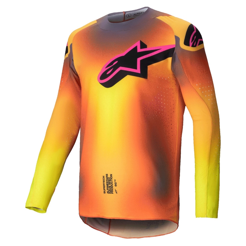 Motocross φανέλα Alpinestars Supertech Lipan κίτρινο-ροζ
