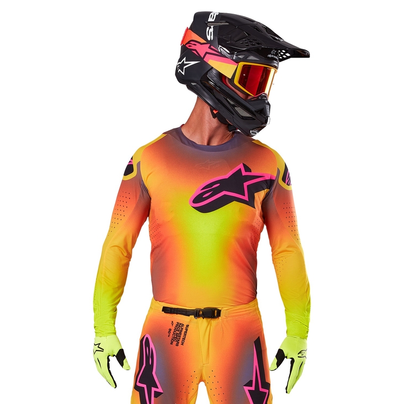 Motocross φανέλα Alpinestars Supertech Lipan κίτρινο-ροζ