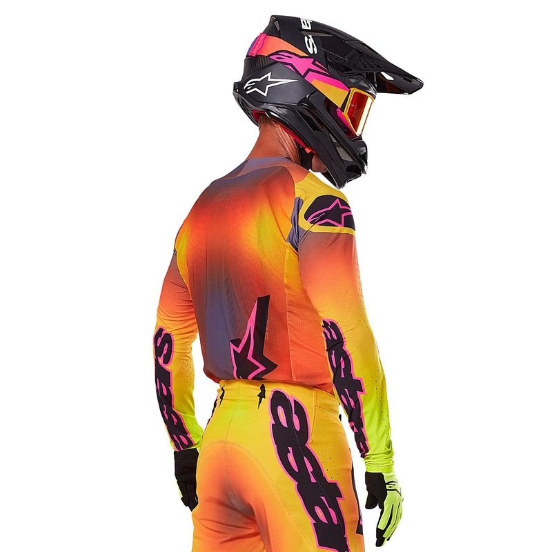 Motocross φανέλα Alpinestars Supertech Lipan κίτρινο-ροζ