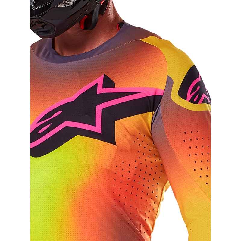 Motocross φανέλα Alpinestars Supertech Lipan κίτρινο-ροζ