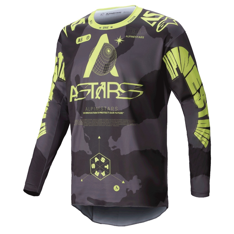Alpinestars Racer Hollow σκούρο καμουφλάζ-φλούο κίτρινη φανέλα motocross