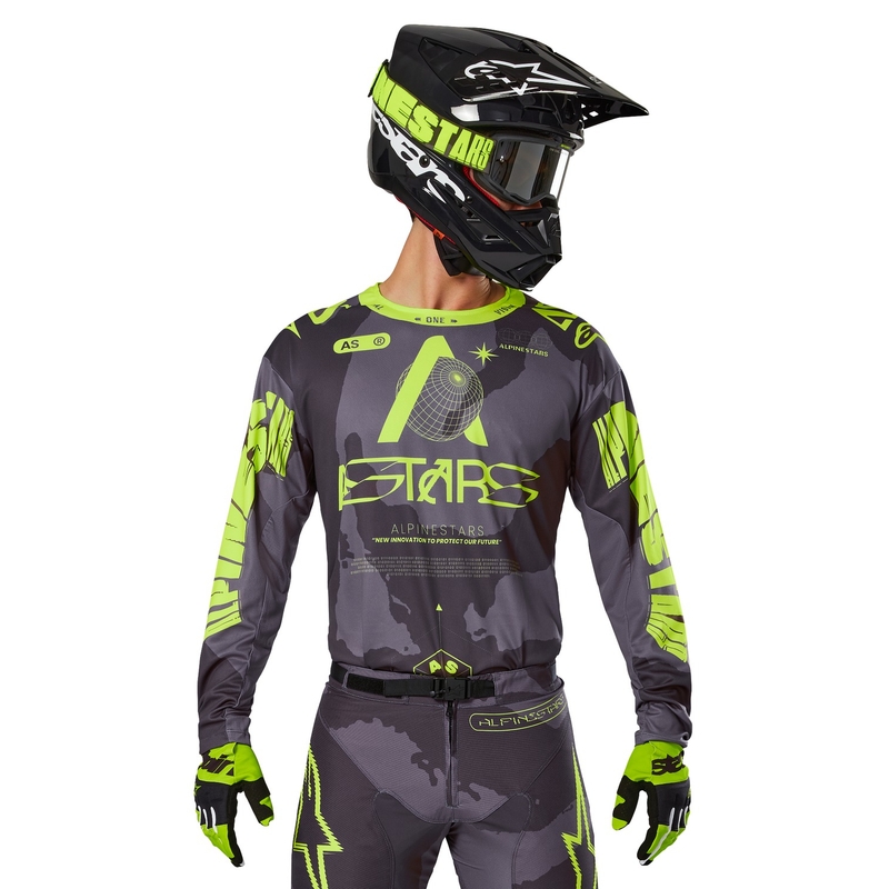Alpinestars Racer Hollow σκούρο καμουφλάζ-φλούο κίτρινη φανέλα motocross