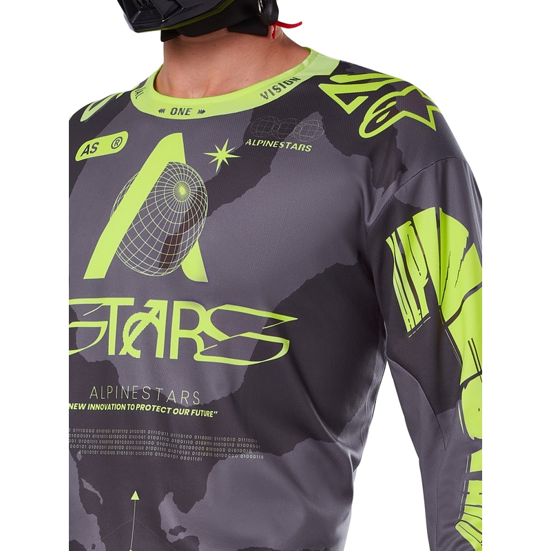 Alpinestars Racer Hollow σκούρο καμουφλάζ-φλούο κίτρινη φανέλα motocross