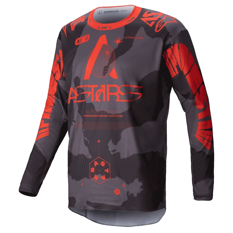 Alpinestars Racer Hollow γκρι φανέλα motocross με γκρι καμουφλάζ και πορτοκαλί φλούο