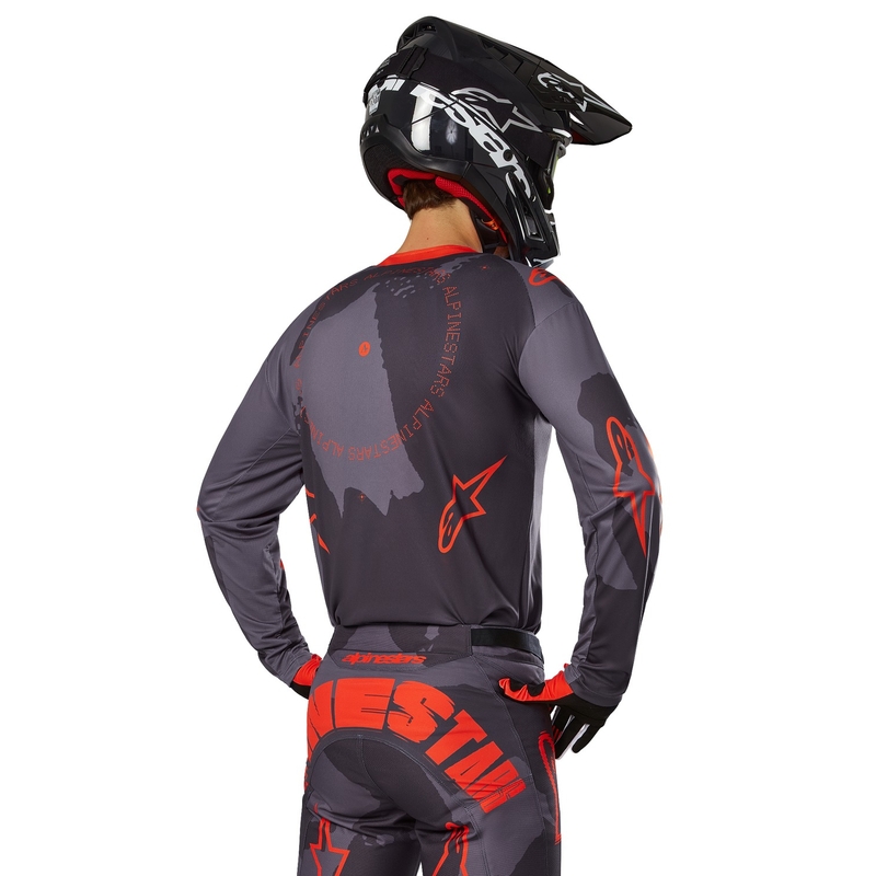 Alpinestars Racer Hollow γκρι φανέλα motocross με γκρι καμουφλάζ και πορτοκαλί φλούο
