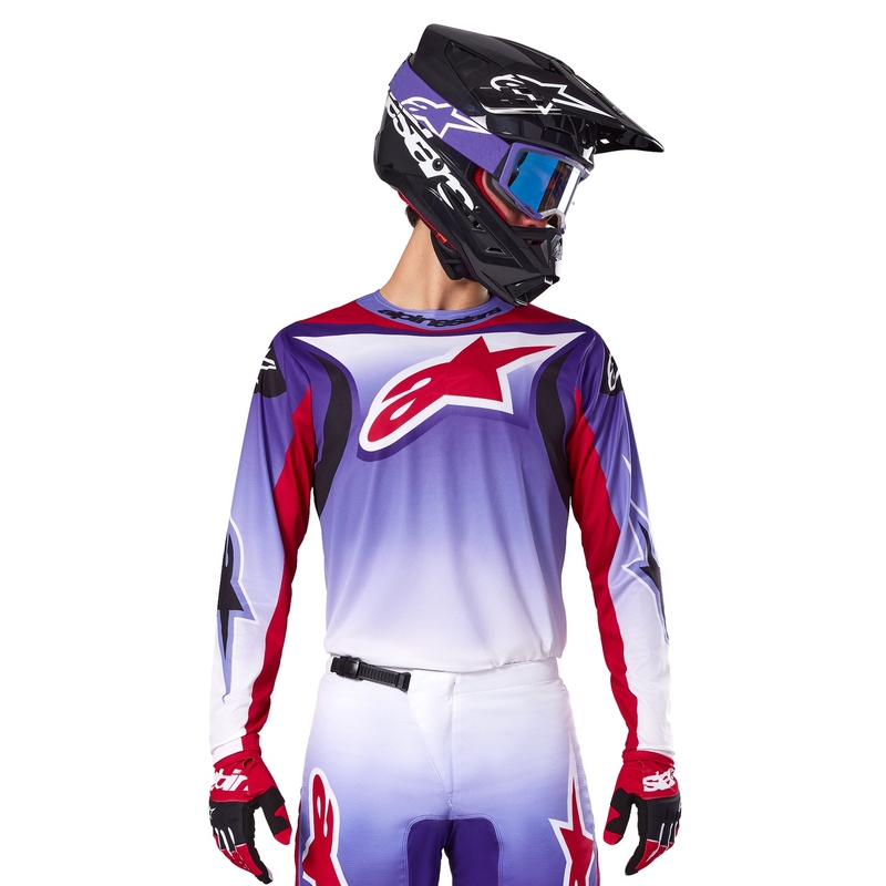 Alpinestars Fluid Wurx fluo μοβ-κόκκινη φανέλα motocross