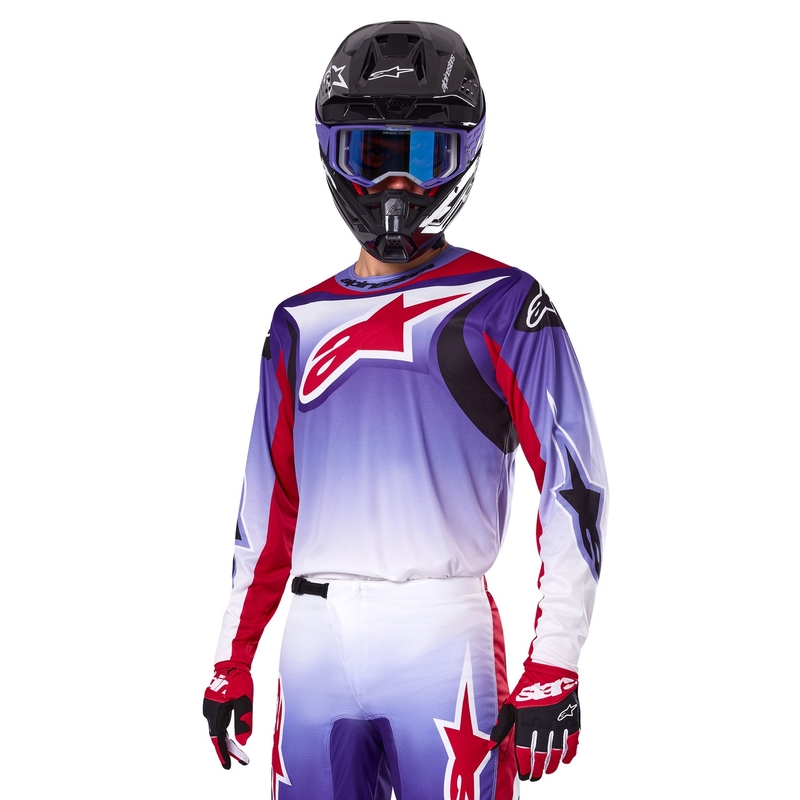 Alpinestars Fluid Wurx fluo μοβ-κόκκινη φανέλα motocross