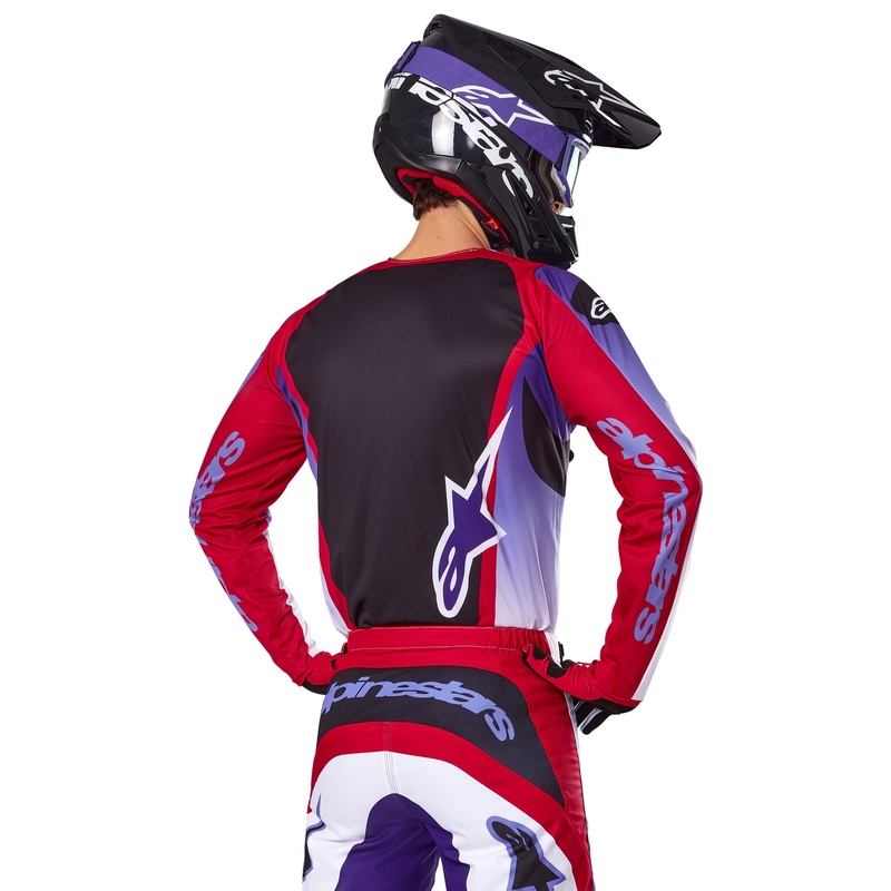 Alpinestars Fluid Wurx fluo μοβ-κόκκινη φανέλα motocross